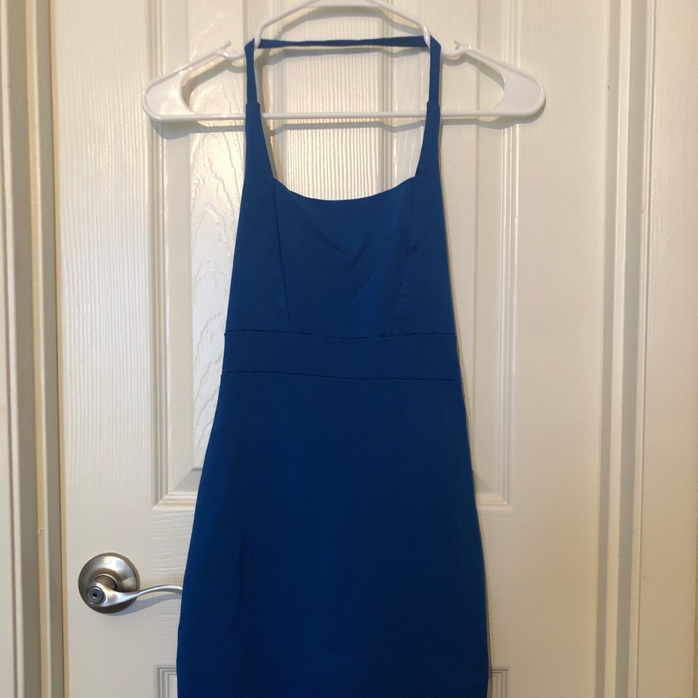 Blue halter midi dress